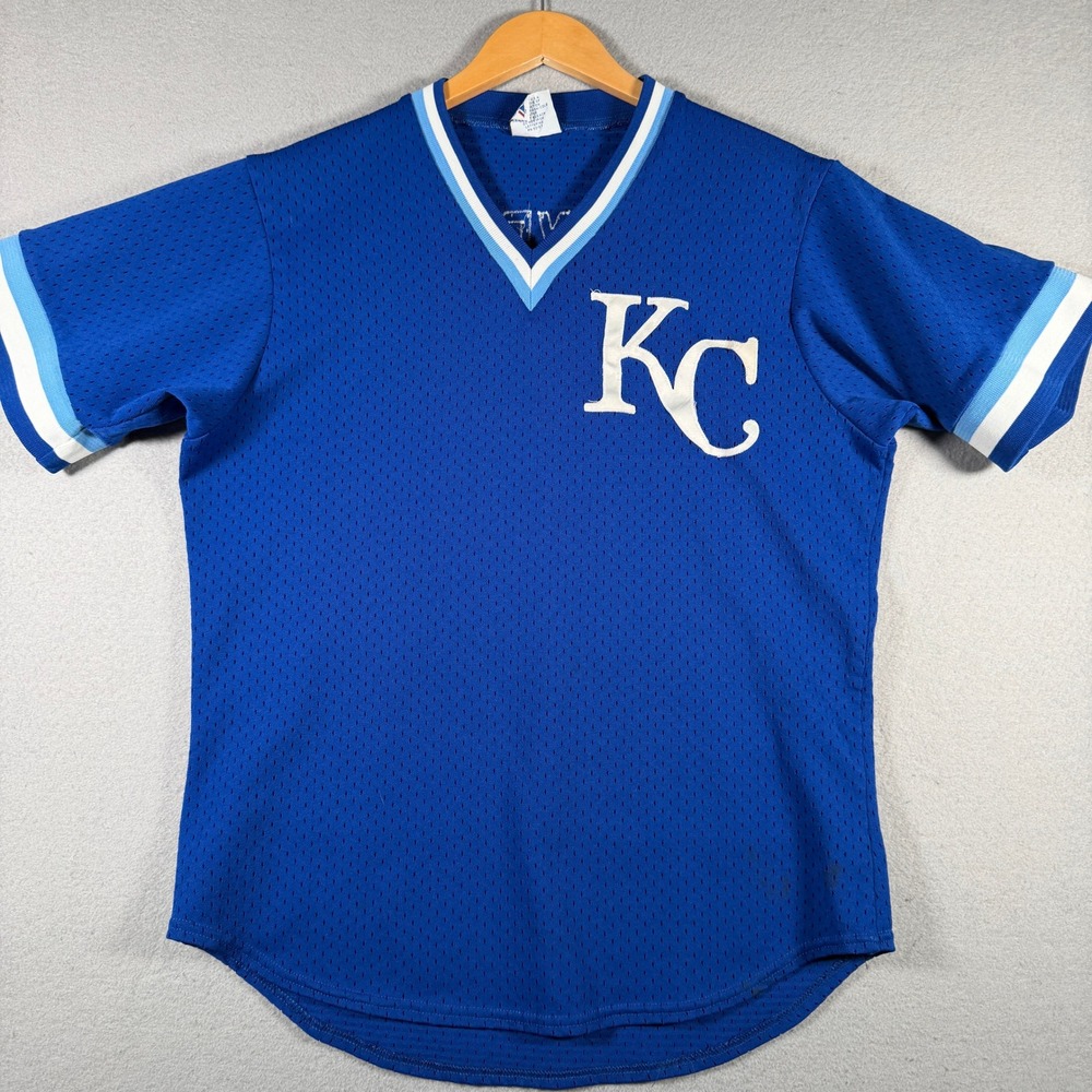 Vintage Majestic Kansas City Royals MLB Mesh Jersey Blue XL Made in USA